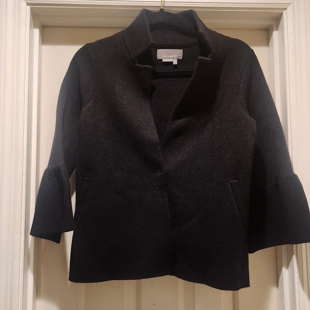 Anthropologie heavy weight blazer style cardigan single button snap closure